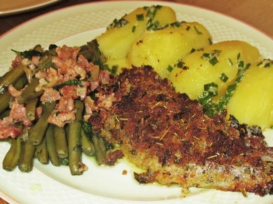 Seelachs-Filet mit Kräuterkruste und Speckböhnchen - zur kochbar Challenge März 2022 - Rezept - Bild Nr. 15593