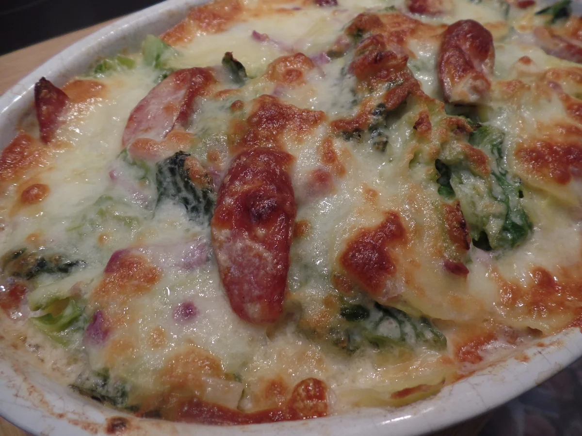 Rezept: Kartoffel-Wirsing-Knacker-Auflauf Bild Nr. 15617 Kartoffel-Wirsing-Knacker-Auflauf - Rezept - Bild Nr. 15617