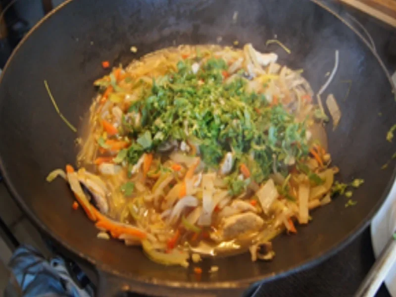 Kanton Nudeln mit Hähnchenfleisch, Gemüsemix und Eierstreifen - Rezept - Bild Nr. 15659