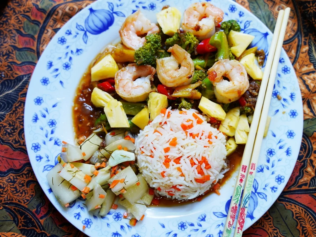 Rezept: Brokkoli und Garnelen und buntem Reis Bild Nr. 2 Brokkoli und Garnelen und buntem Reis - Rezept - Bild Nr. 2