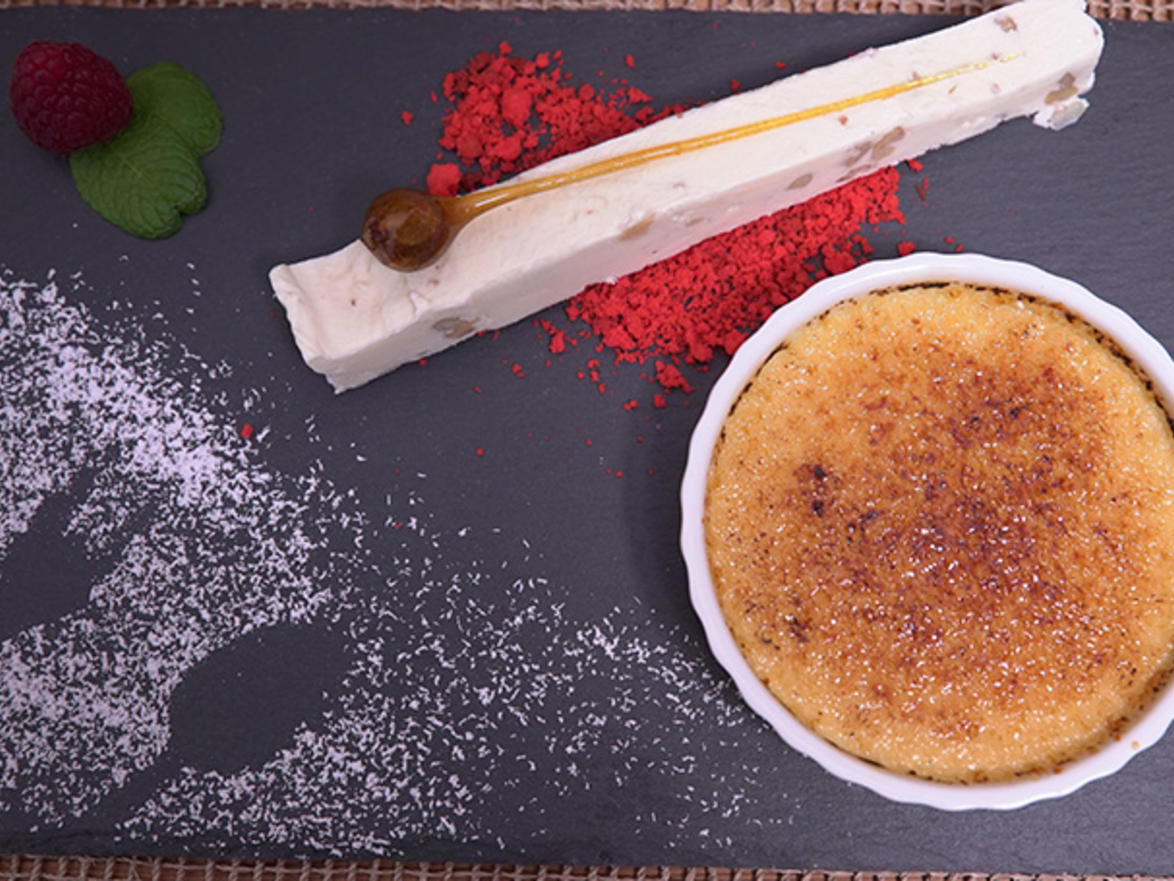 Crème Brûlée mit Heu-Walnuss Parfait - Rezept - kochbar.de