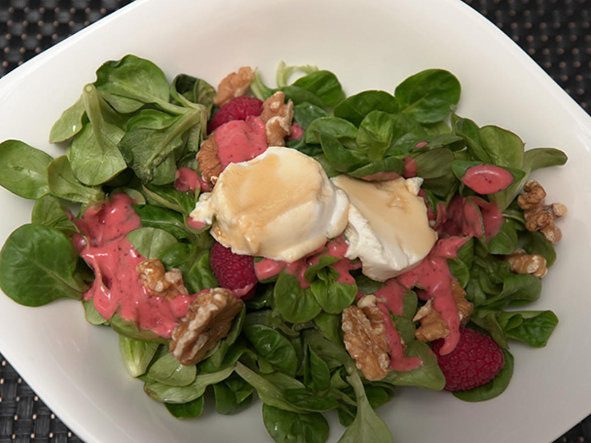 Gratinierter Honig Ziegenk Se Mit Feldsalat Und Himbeervinaigrette