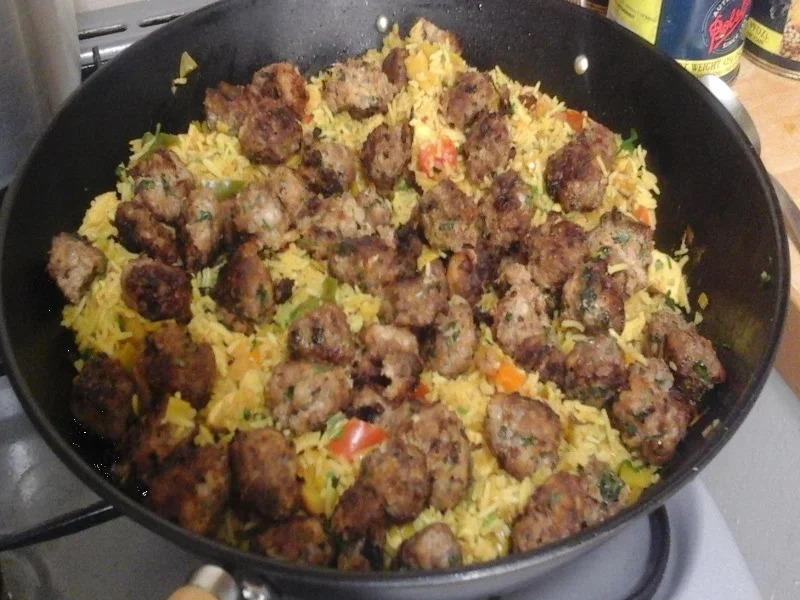 Biryani mit Gemüsemix, Hähnchenfleisch und Rindermettbällchen - Rezept - Bild Nr. 22