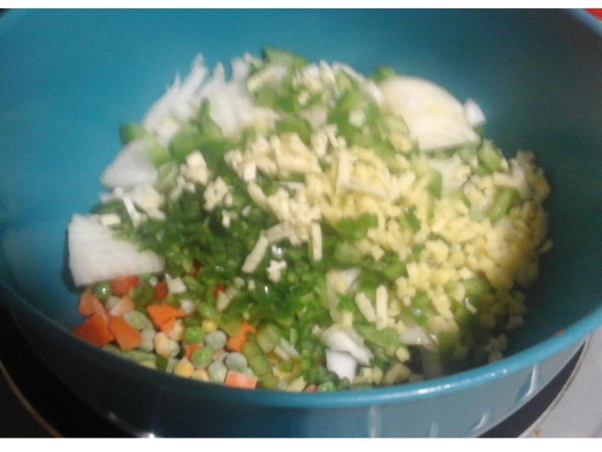 Ei-Reis-Frikadellen mit Rahm-Gemüsemix und Drillingen - Rezept - Bild Nr. 13