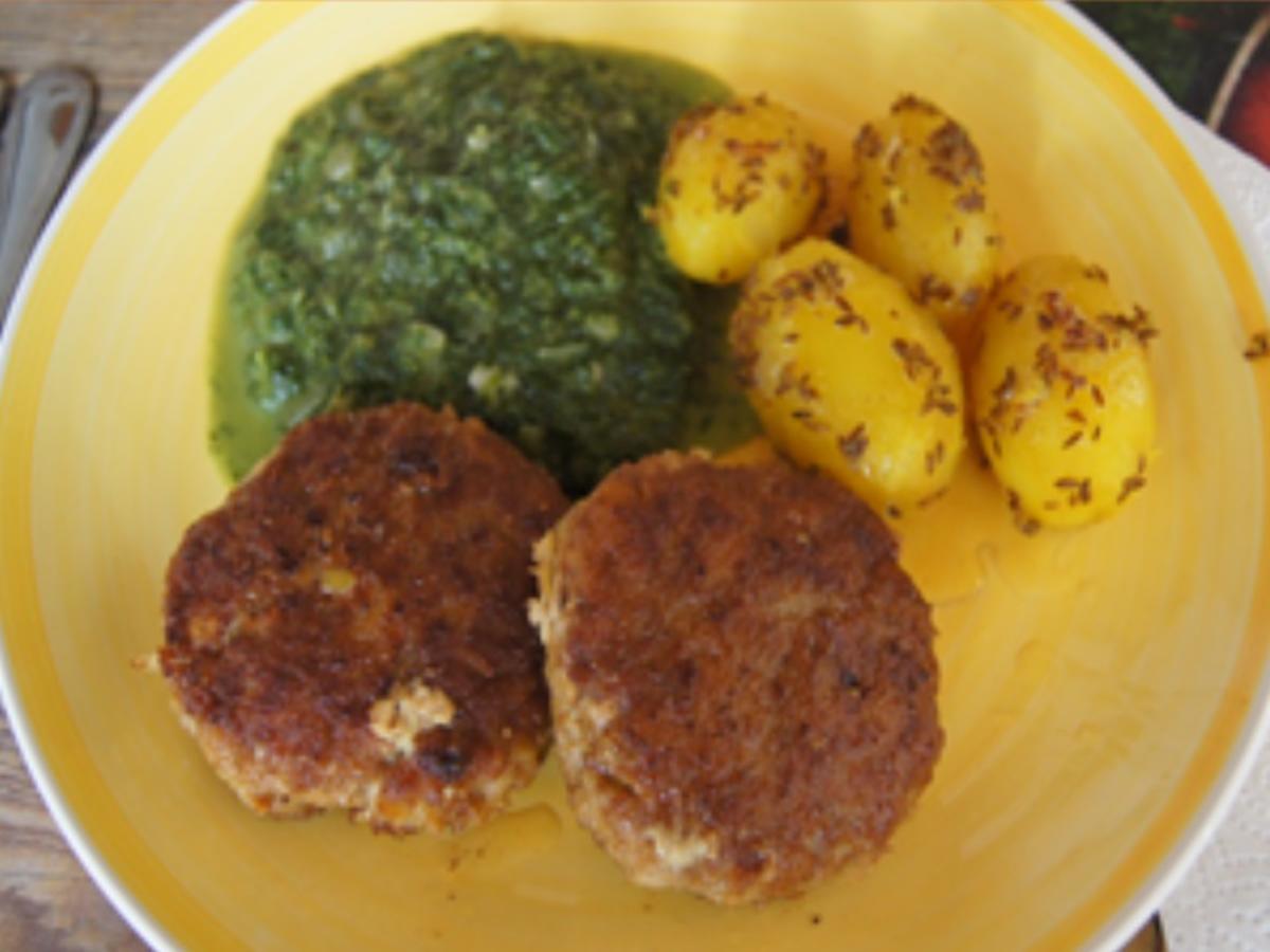 Buletten mit würzigem Spinat und Kümmel-Kartoffeln - Rezept - Bild Nr. 11