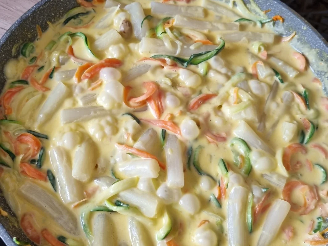Spargel mit Zucchini -/ Möhrenspaghetti in Sauce Hollandaise - Rezept - Bild Nr. 15724