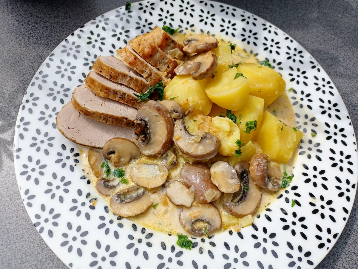 Schweinefilet mit Spargel und Pilzen - Rezept - Bild Nr. 15753