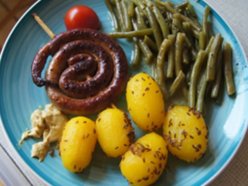 Rezept: Bratwurst-Kringel mit grünen Butter-Bohnen und gelben Kümmel-Drillingen Bild Nr. 7 Bratwurst-Kringel mit grünen Butter-Bohnen und gelben Kümmel-Drillingen - Rezept - Bild Nr. 7