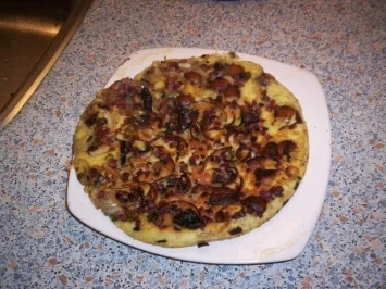 Rezept: Herzhafte Pfannkuchen mit braunen Champingnons und Lauchzwiebeln Herzhafte Pfannkuchen mit braunen Champingnons und Lauchzwiebeln - Rezept