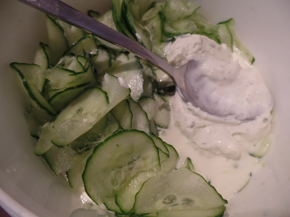 Falafel-Bratlinge auf Gurken-Salat - Rezept - Bild Nr. 15810