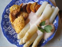 Spargel mit Joghurt-Chili-Sauce, Chicken Nuggets und Kartoffel Wedges - Rezept - Bild Nr. 2