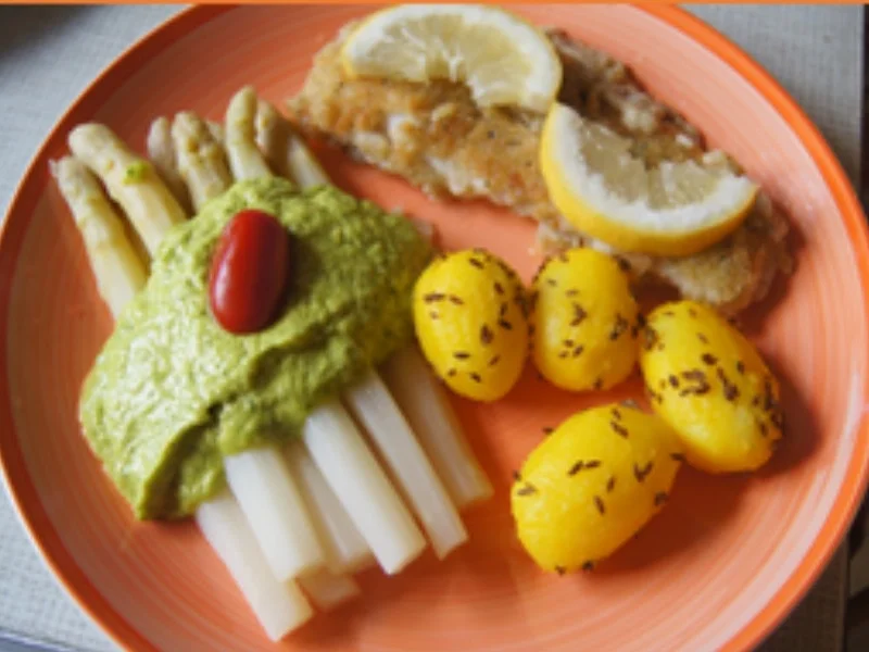 Spargel mit pikanter Spargel-Kräuter-Creme, panierten Seelachsfilet und Kümmel-Drillingen - Rezept - Bild Nr. 22