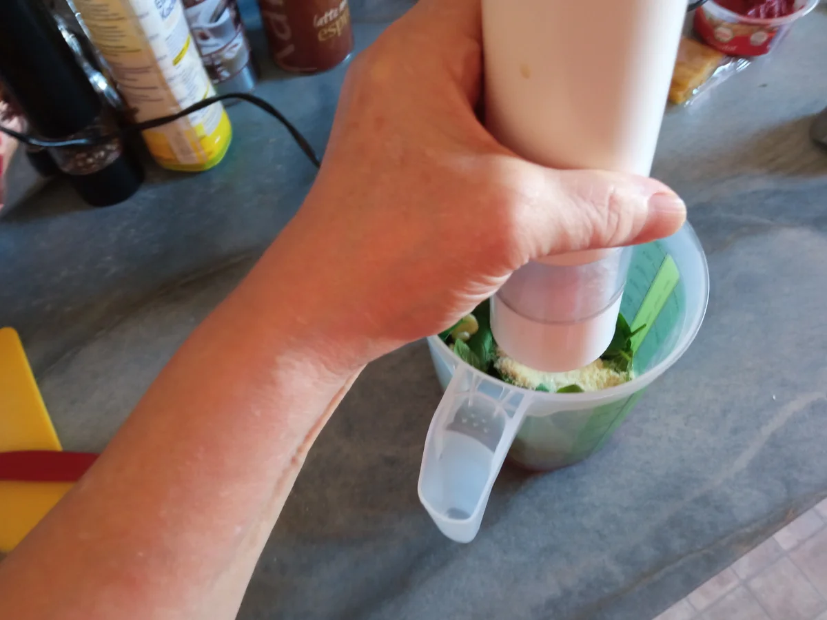 Spagetti mit Tomatenhacksoße und Basilikum Pesto zur kochbar Challenge 2022 - Rezept - Bild Nr. 15928