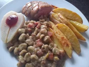 Entenbrust mit pochierter Birne und Dicke Bohnen zur kochbar Challenge Juni 2022 - Rezept - Bild Nr. 15946