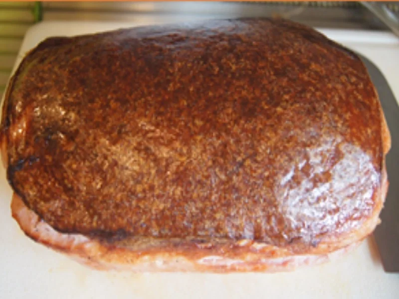 Gebackener Bayerischer Leberkäse mit Röstzwiebeln und Kartoffelstampf - Rezept - Bild Nr. 5