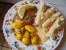 Schnitzeltasche griechischer Art mit frittierten Spargel und Kümmel-Drillingen - Rezept - Bild Nr. 2