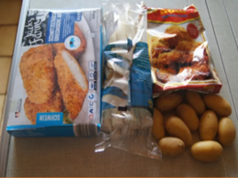 Schnitzeltasche griechischer Art mit frittierten Spargel und Kümmel-Drillingen - Rezept - Bild Nr. 3