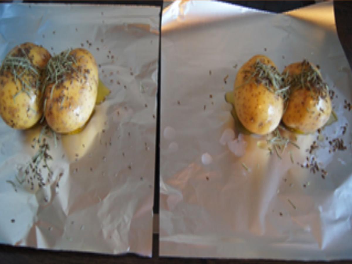 Backkartoffeln mit Shrimps in Knoblauchsauce und chinesischen Gurkensalat - Rezept - Bild Nr. 4