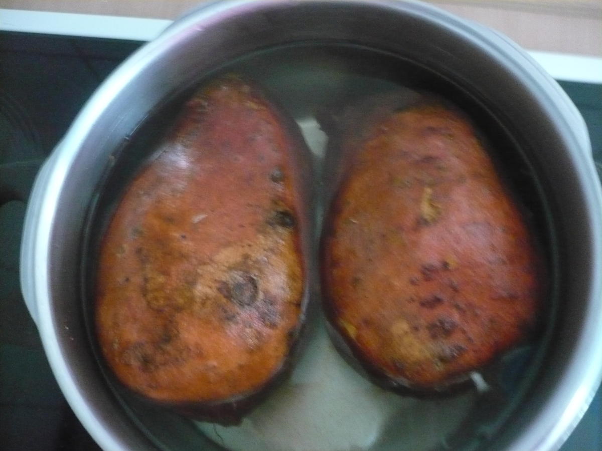 Gefüllte Süßkartoffel mit Hähnchenkeulen - Rezept - Bild Nr. 15969