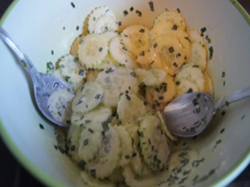 Paprika-Steak mit gebratener Zwiebel und einfachen Gurkensalat - Rezept - Bild Nr. 15998