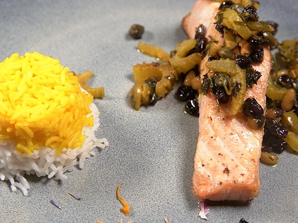 Rezept: Lachs mit Gemüse und Safranreis Bild Nr. 2 Lachs mit Gemüse und Safranreis - Rezept - Bild Nr. 2