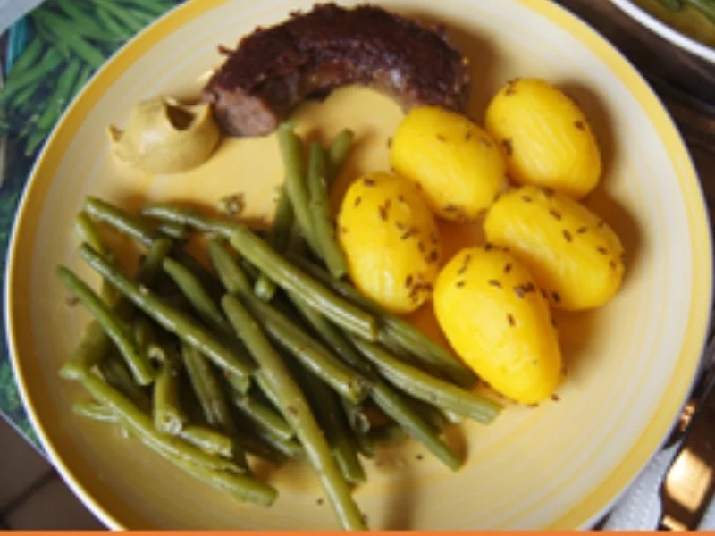 Schwartenwurst mit Buschbohnen und Kümmel-Drillingen - Rezept - Bild Nr. 2