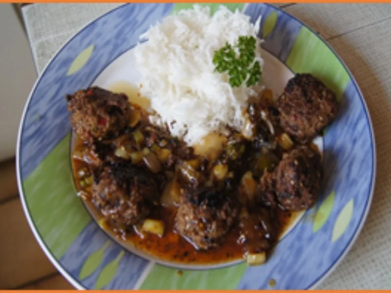 Pikante Hackbällchen mit süß-saurer-Pflaumensauce und Basmatireis - Rezept - Bild Nr. 20
