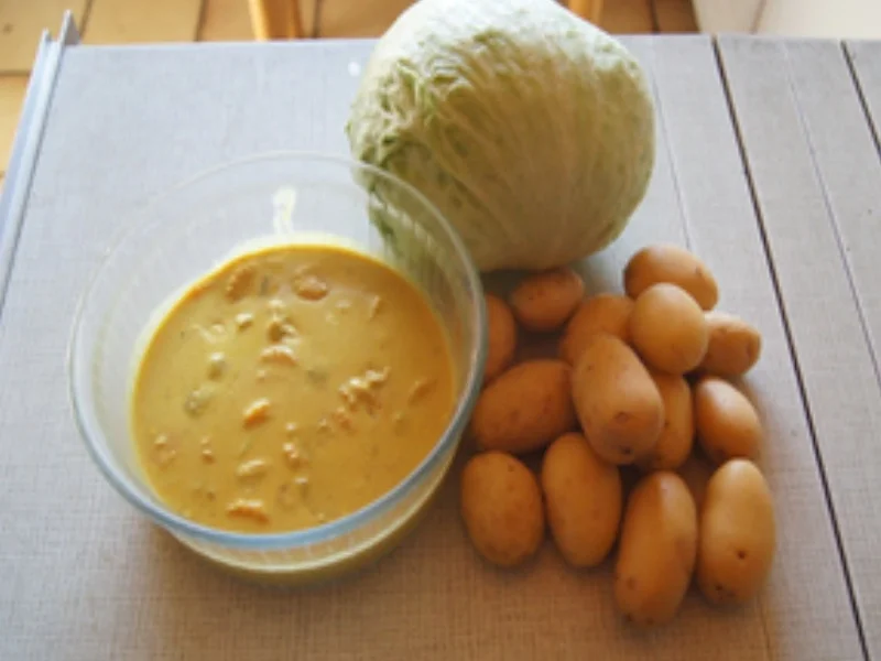 Pellkartoffel-Drillinge mit Chicken Curry und Eisbergsalat - Rezept - Bild Nr. 3