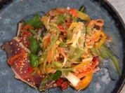 Thunfisch-Carpaccio mit Miso-Gemüse und Chili-Limetten Dressing - Rezept - Bild Nr. 16042