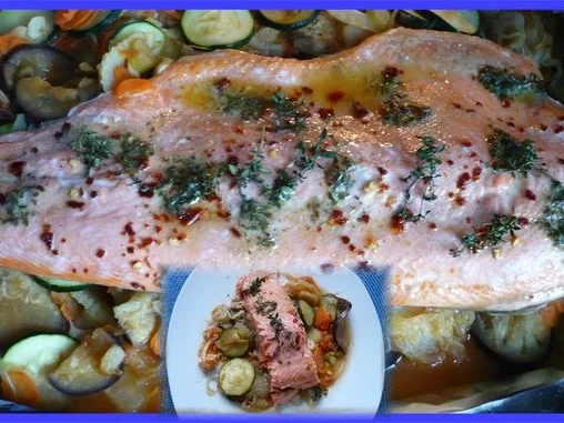 Lachsfilet auf mediteranem Gemüse - Rezept - Bild Nr. 16044