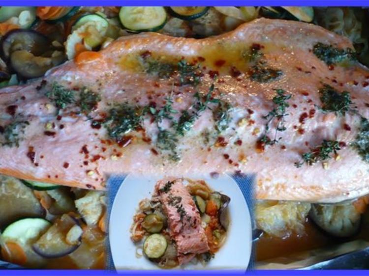 Lachsfilet auf mediteranem Gemüse - schnell &amp; einfach - von rollimops