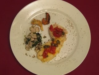 Steinbutt alla Trapanese mit getrüffeltem Spinat und frittierten Artischockenherzen - Rezept