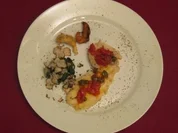 Steinbutt alla Trapanese mit getrüffeltem Spinat und frittierten Artischockenherzen - Rezept