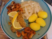 Schlemmerfilet mit Garnelen, Rahm-Kohlrabi und Pellkartoffel-Drillingen - Rezept - Bild Nr. 2