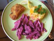 Schnitzeltasche griechischer Art mit Rote Bete Salat und Möhren-Kartoffel-Stampf - Rezept - Bild Nr. 2