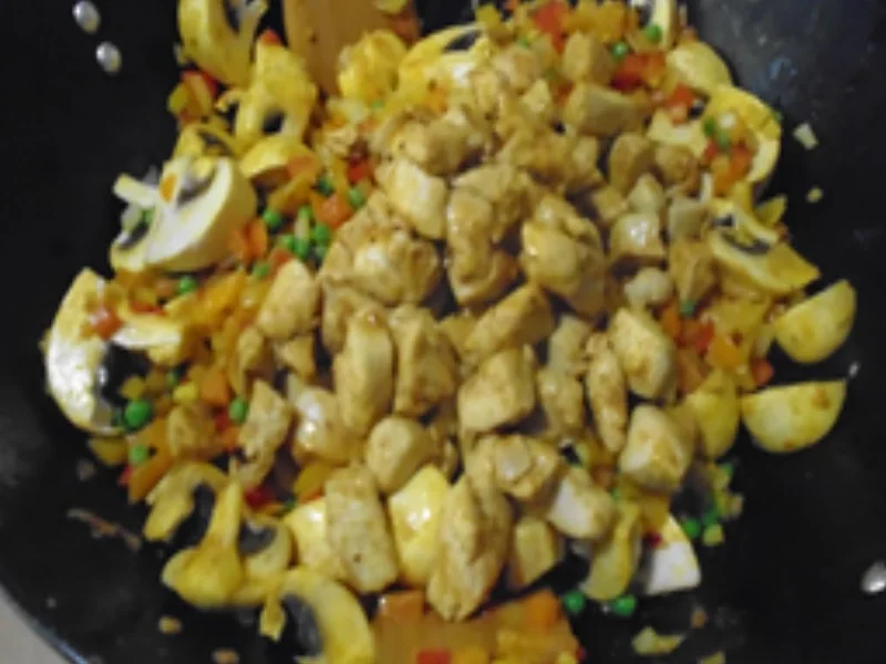 Biryani mit Hähnchenbrustfilet und Rindermettbällchen - Rezept - Bild Nr. 16099