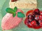 Trilogie von Crème de Cassis-Mousse - Vanilleparfait und Pfefferkirschen - Rezept - Bild Nr. 16090