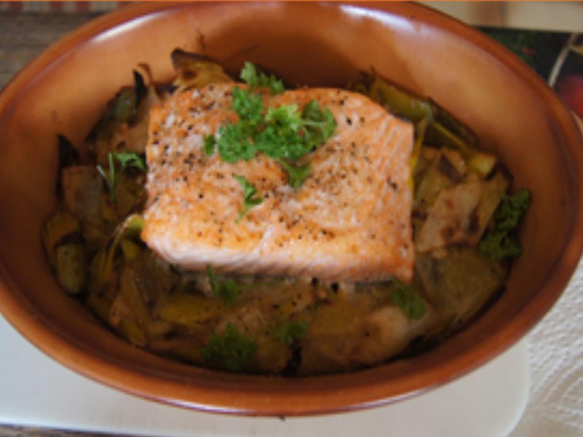 Pellkartoffeln Porree Lachs Auflauf - einfach - von MausVoh