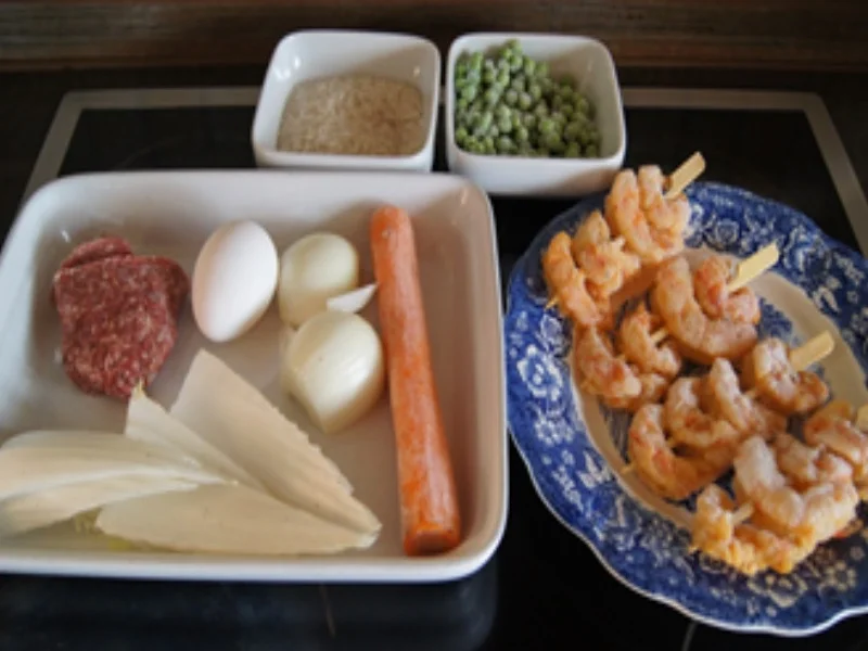 Rezept: Asiatischer Bratreis mit Garnelenspieße Bild Nr. 3 Asiatischer Bratreis mit Garnelenspieße - Rezept - Bild Nr. 3