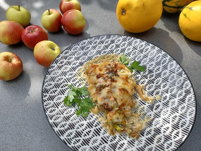 Zwiebel - Sahne - Schnitzel überbacken - Rezept - kochbar.de