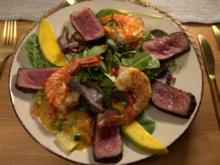 Surf and Turf mit Mangosalsa auf Pflücksalat - Rezept - Bild Nr. 2