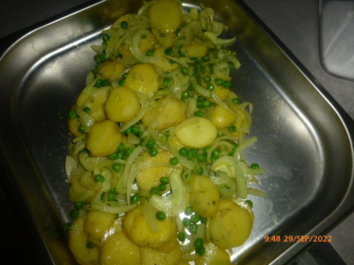 Lachsforelle mit Kartoffeln, Fenchel, Erbsen und Safran - Rezept - Bild Nr. 16128