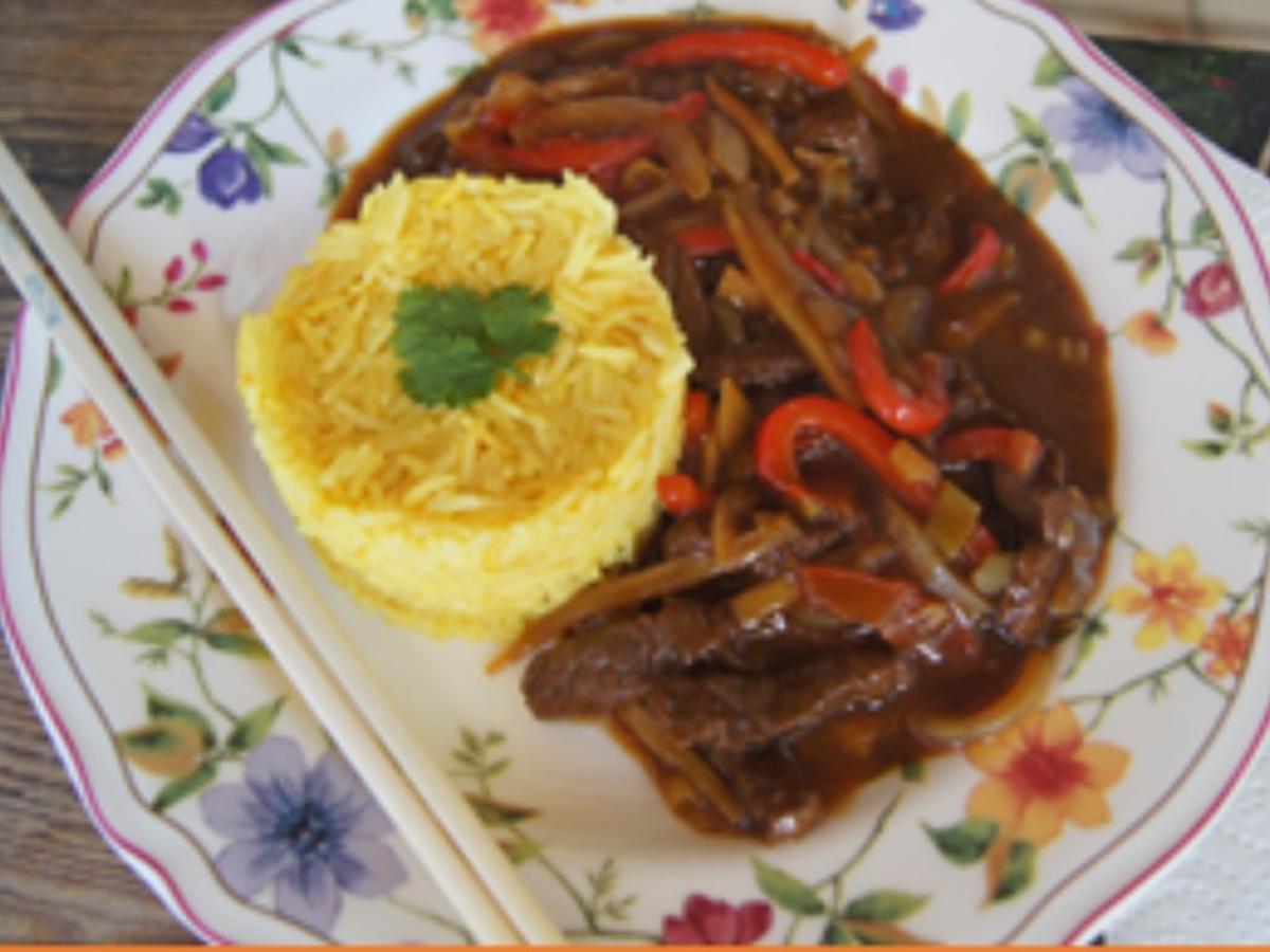 Rindfleisch-Wok mit Gemüsemix und Curry-Basmatireis - Rezept - Bild Nr. 2