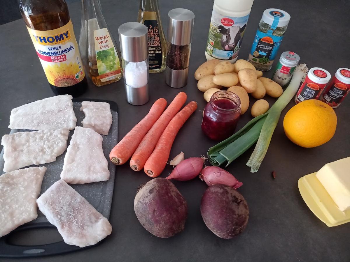Gemüsestampf mit Rote Bete und Kräuter Fisch - von daisydark