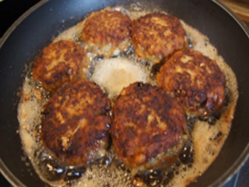 Herzhafte Buletten mit Rahm-Steinpilz-Sauce und gelber Blumenkohlreis - Rezept - Bild Nr. 16174