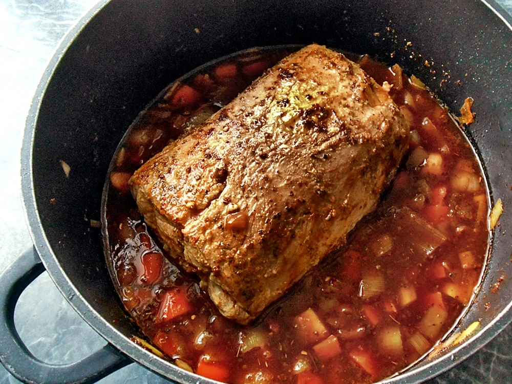Rezept: Schweinerücken mit Neuzeller »Schwarzen Abt«, Senf, Knoblauch und Majoran Bild Nr. 16194 Schweinerücken mit Neuzeller »Schwarzen Abt«, Senf, Knoblauch und Majoran - Rezept - Bild Nr. 16194