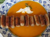 Kürbissuppe mit Thymian und Nürnberger-Bratwurst-Spieß - Rezept - Bild Nr. 16188