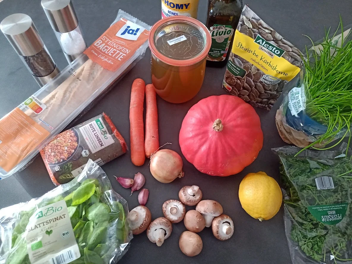 Buntes Linsengemüse mit Knoblauch-Baguette - Rezept - Bild Nr. 16189