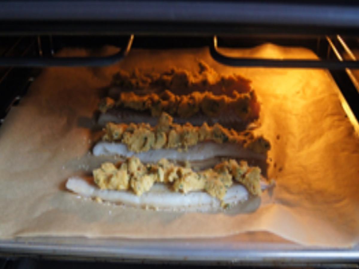 Überbackenes Seelachsfilet mit Gurkensalat und Kartoffelstampf - Rezept - Bild Nr. 16206