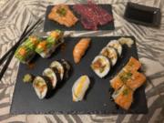 Sushi mit Lachs-Sashimi und Rindercarpaccio Asian style - Rezept - Bild Nr. 2